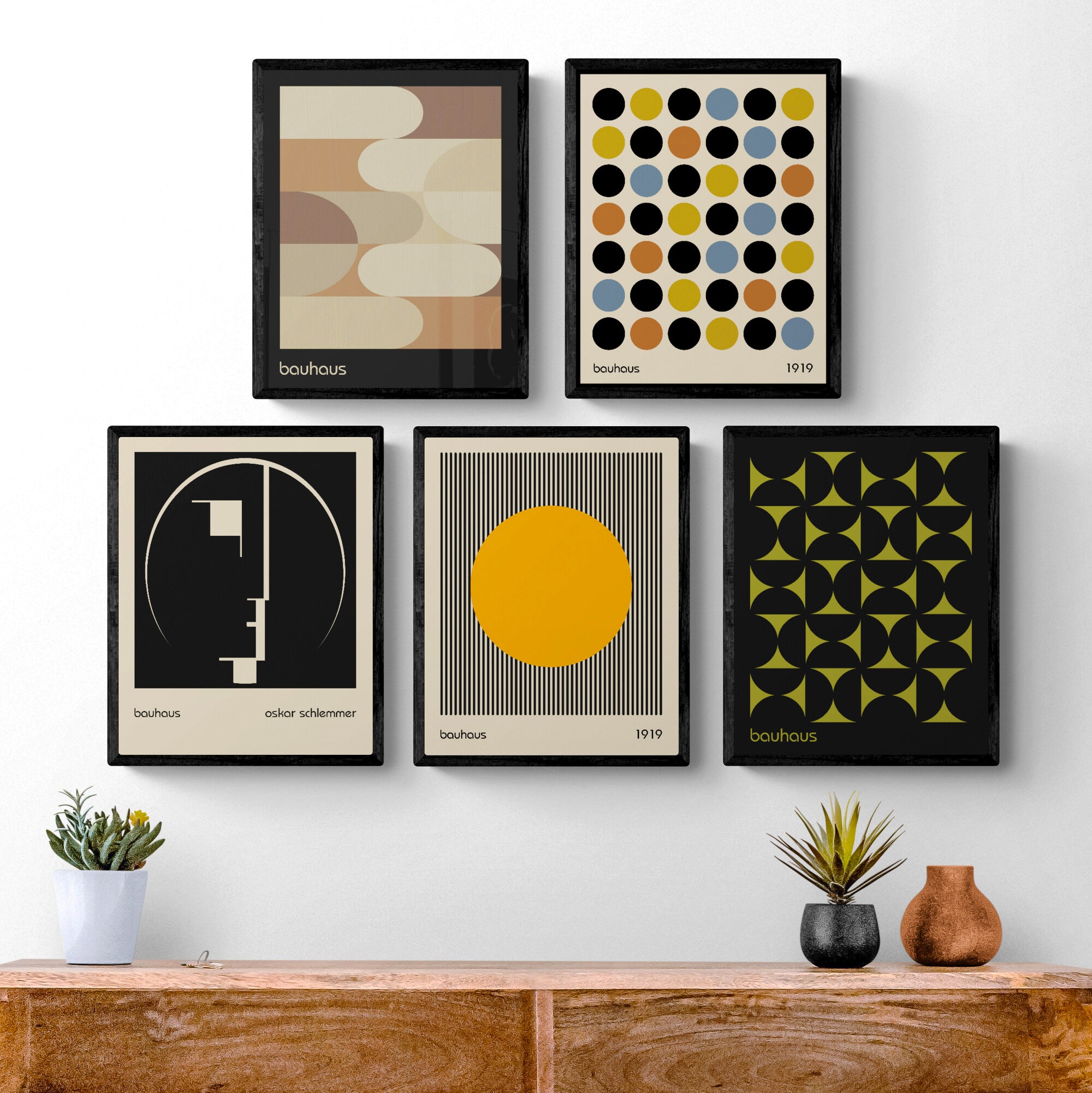 Bauhaus Wall Art - Set of 5 Images (10" x 8" | Unframed) Rolled Prints|Canvas - Bauhaus Poster - Minimalist Wall Art - Abstract Wall Art