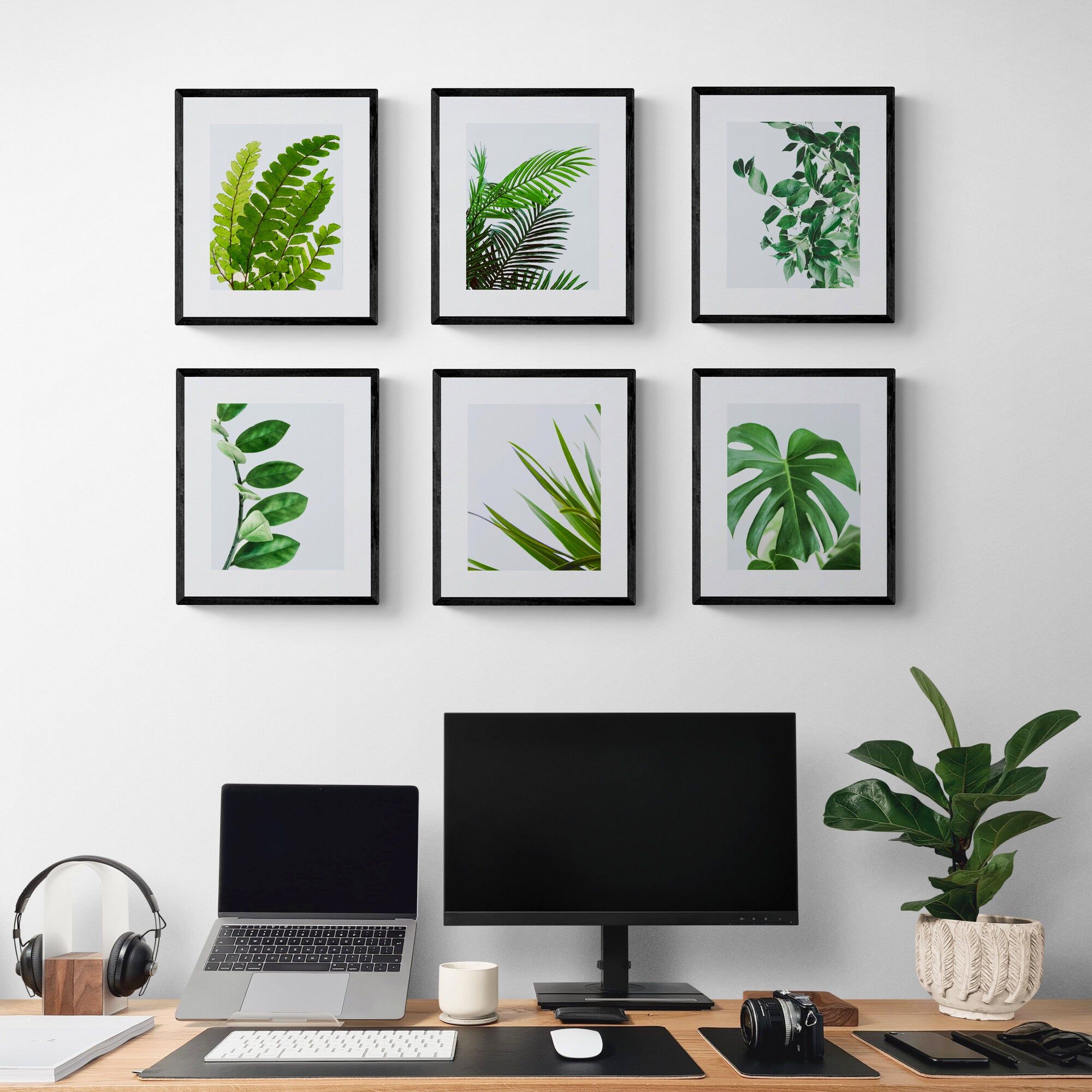 Green Botanical Wall Art - Tropical Plant Leaves - Home Decor Set of 6 Unframed - Rolled Prints | Canvas - Home Decor