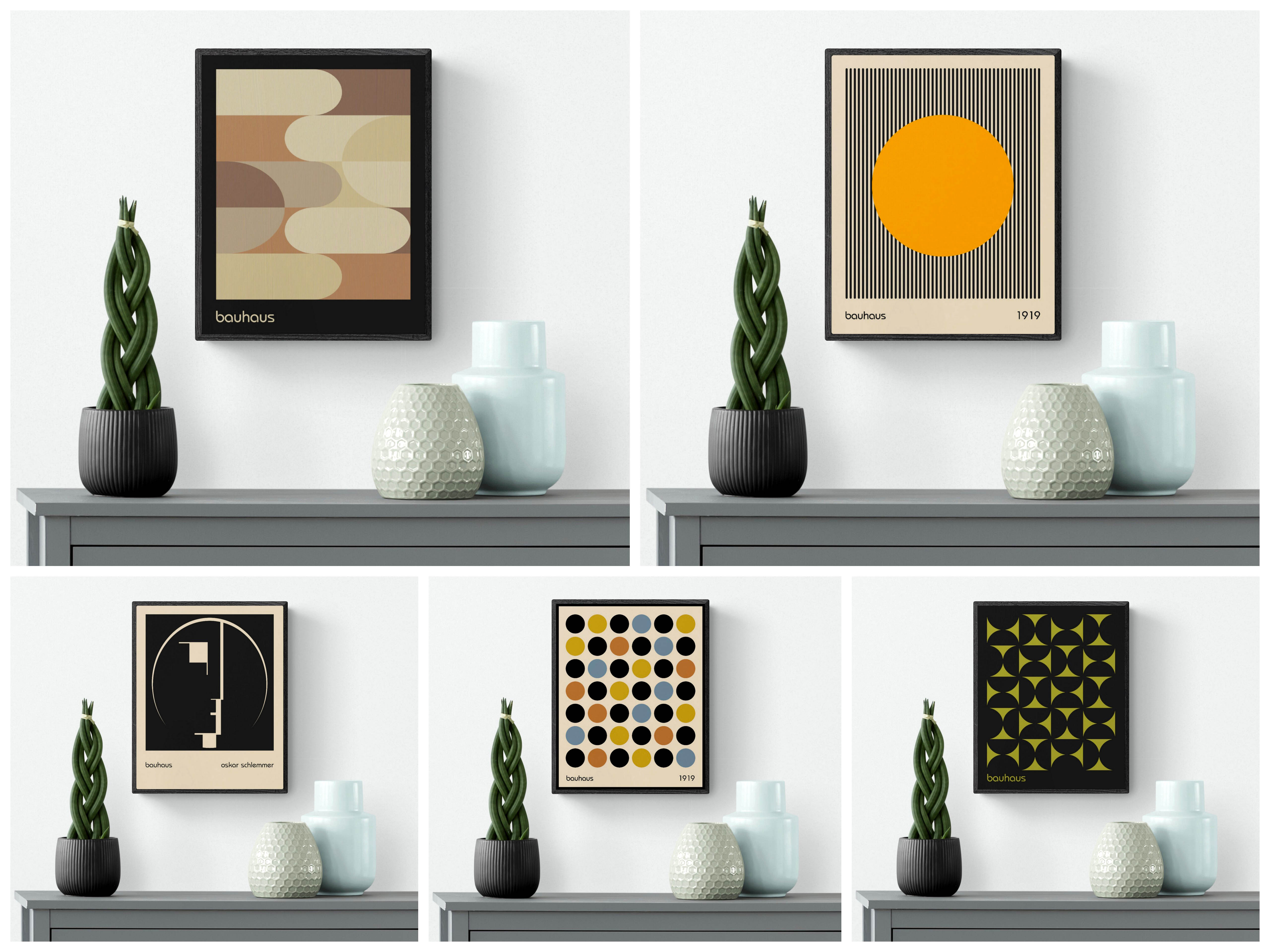 Bauhaus Wall Art - Set of 5 Images (10" x 8" | Unframed) Rolled Prints|Canvas - Bauhaus Poster - Minimalist Wall Art - Abstract Wall Art