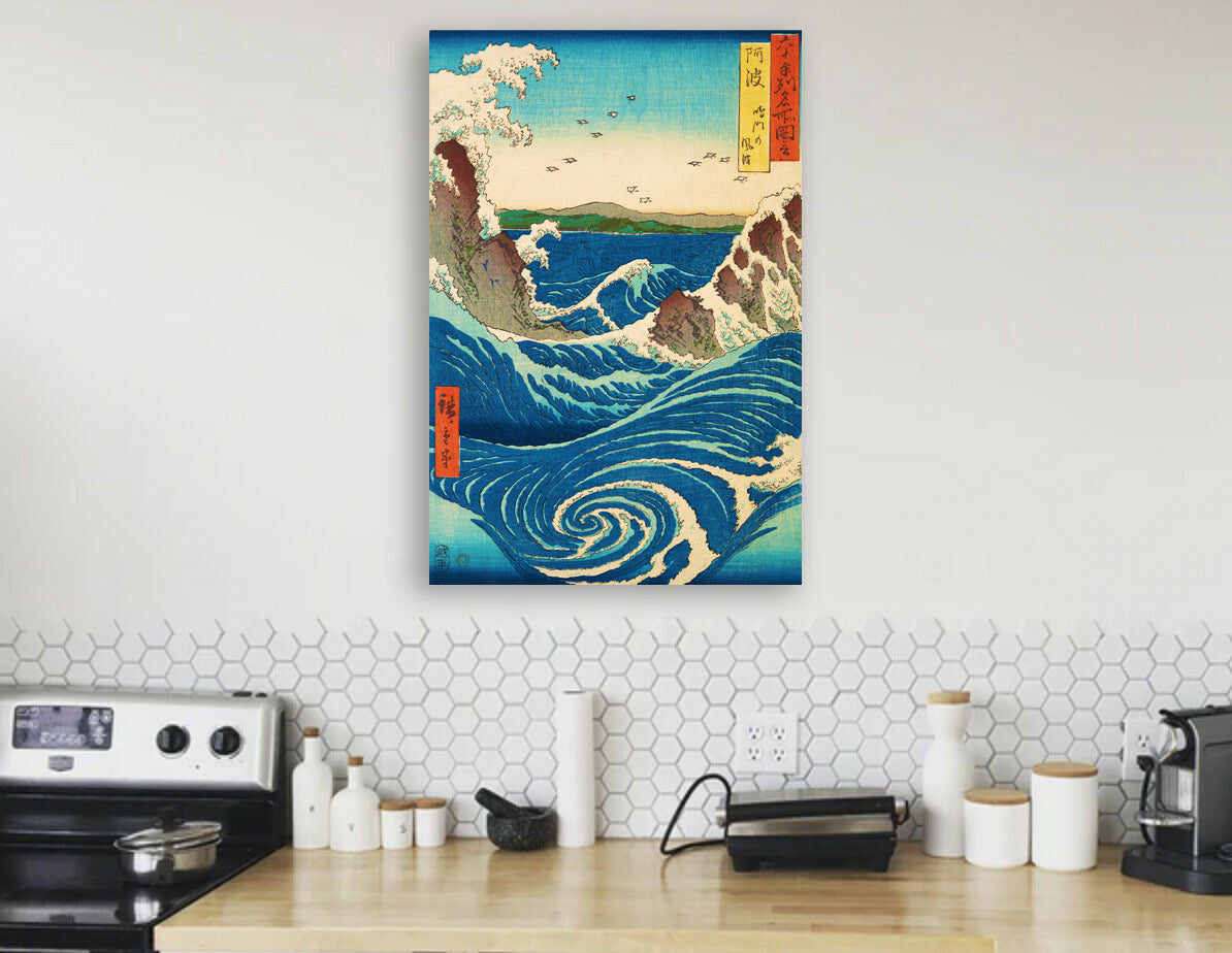 Stormy Sea At The Naruto Rapids By Utagawa Hiroshige - Canvas Wall Art Print - Various Sizes