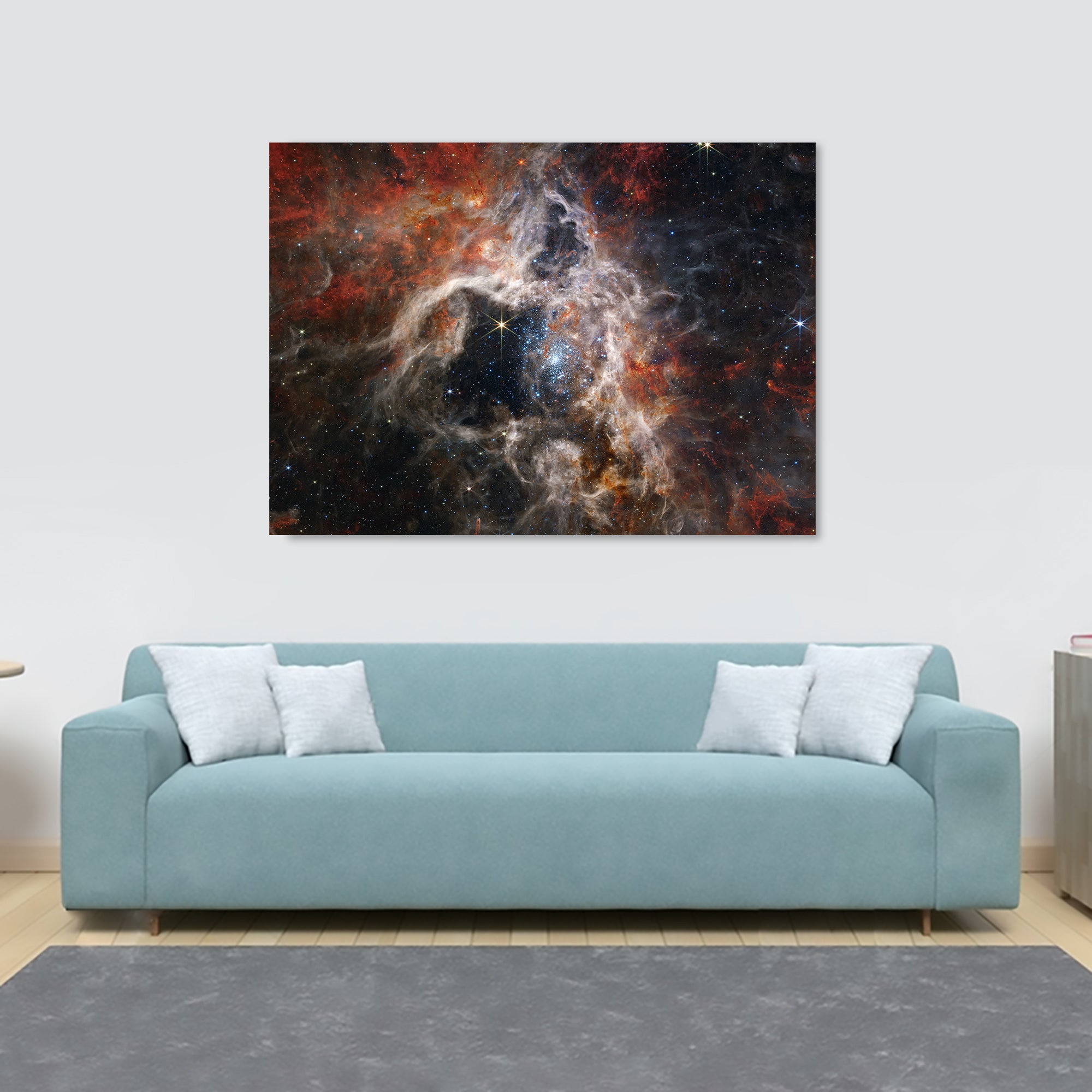 A Cosmic Tarantula by NASA James Webb Telescope - Canvas Wall Art Framed Print - Various Sizes