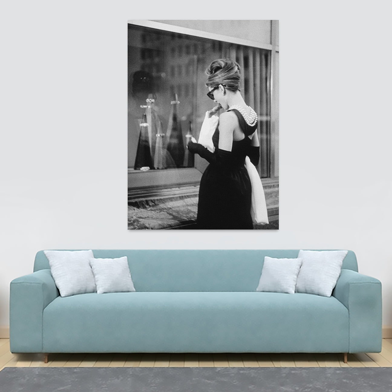 Audrey Hepburn - Window Shopping - Breakfast at Tiffany's - Canvas Wall Framed Print - Various Sizes
