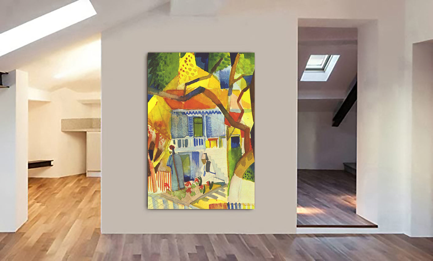 August Macke - Courtyard Of The Country House In St. Germain - Wall Art - Canvas Wall Art Framed Print - Various Sizes