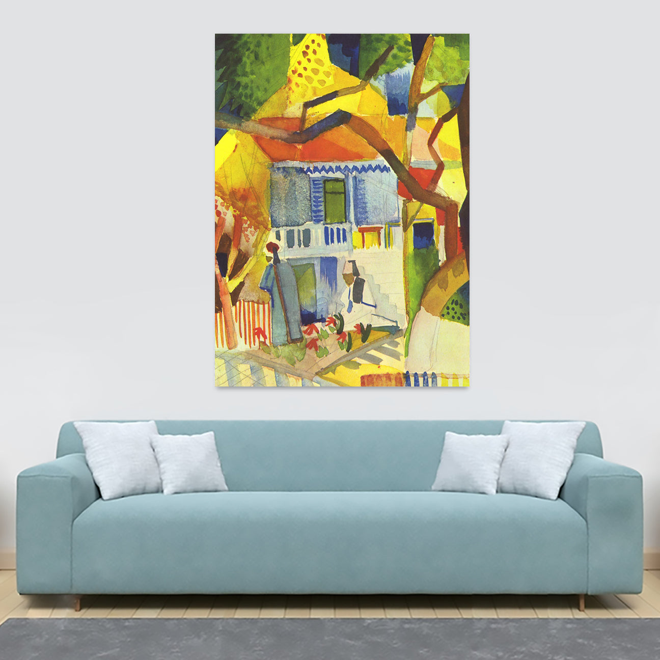 August Macke - Courtyard Of The Country House In St. Germain - Wall Art - Canvas Wall Art Framed Print - Various Sizes