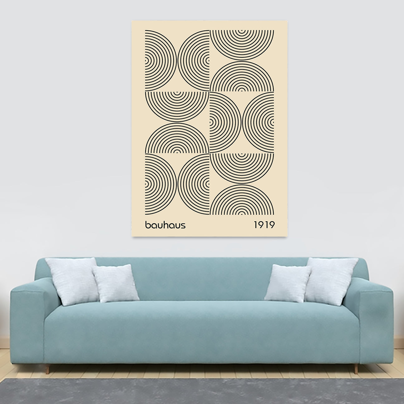 Bauhaus - Half Circles Lines Wall Art - Canvas Wall Art Framed Print - Various Sizes