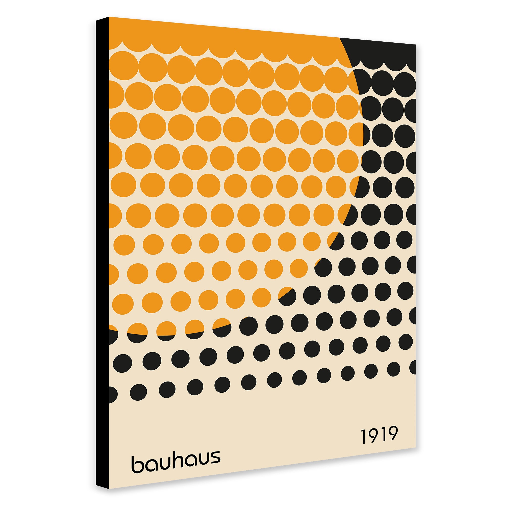 Bauhaus Circles on Circle Abstract Art - Canvas Wall Art Framed Print - Various Sizes