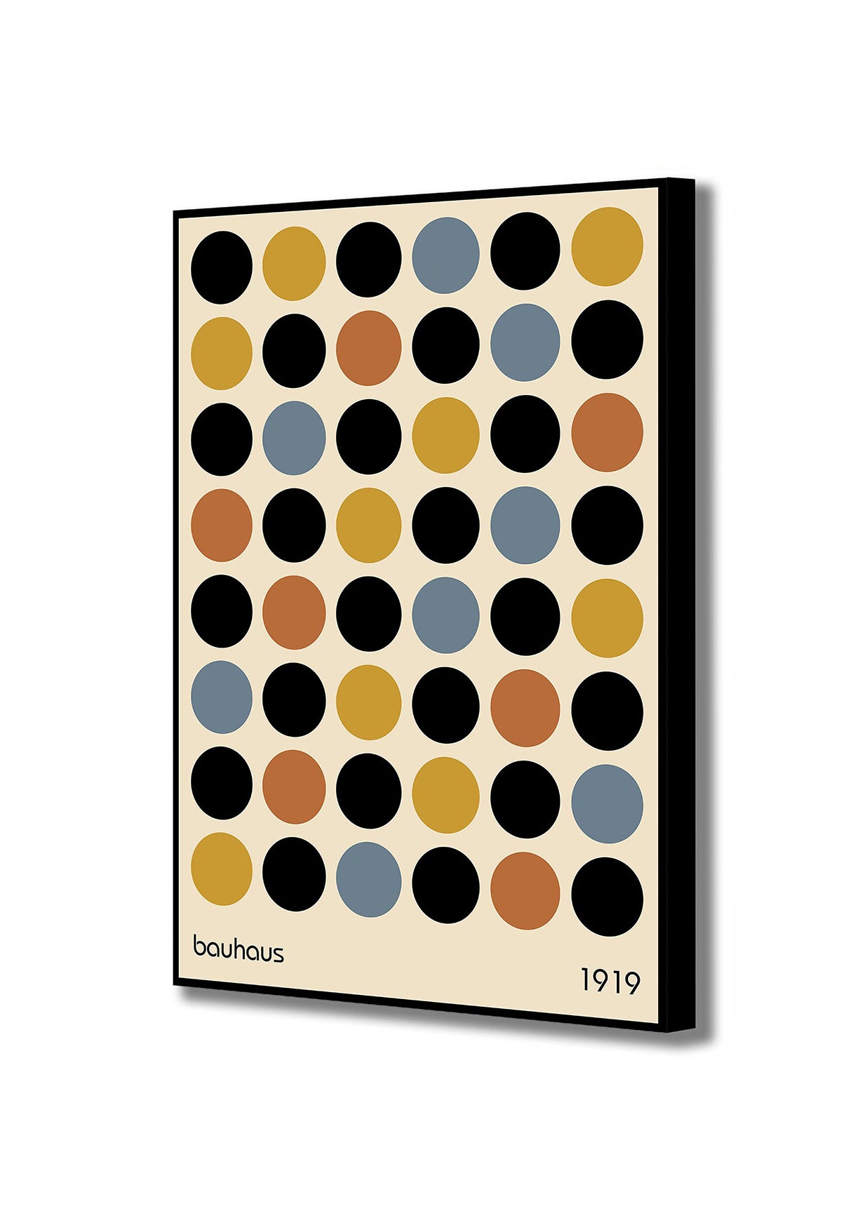 Bauhaus Coloured Circles Abstract - Canvas Wall Art Framed Print - Various Sizes