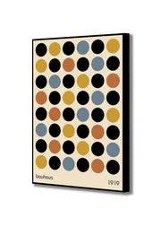 Bauhaus Coloured Circles Abstract - Canvas Wall Art Framed Print - Various Sizes