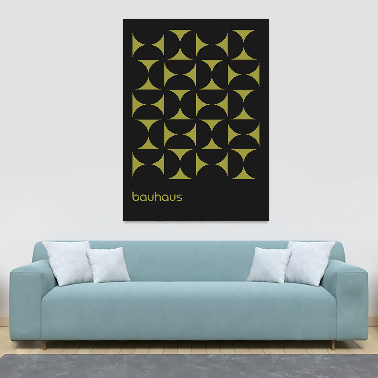 Bauhaus Geometric Grid - Abstract - Canvas Wall Art Framed Print - Various Sizes