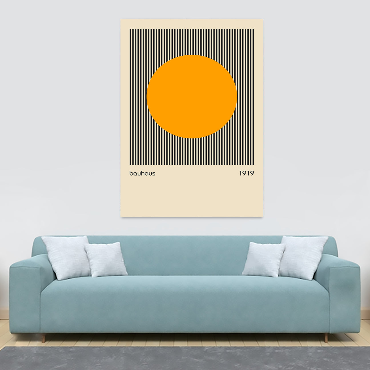 Bauhaus Orange Circle 1919 - Abstract - Canvas Wall Art Framed Print - Various Sizes