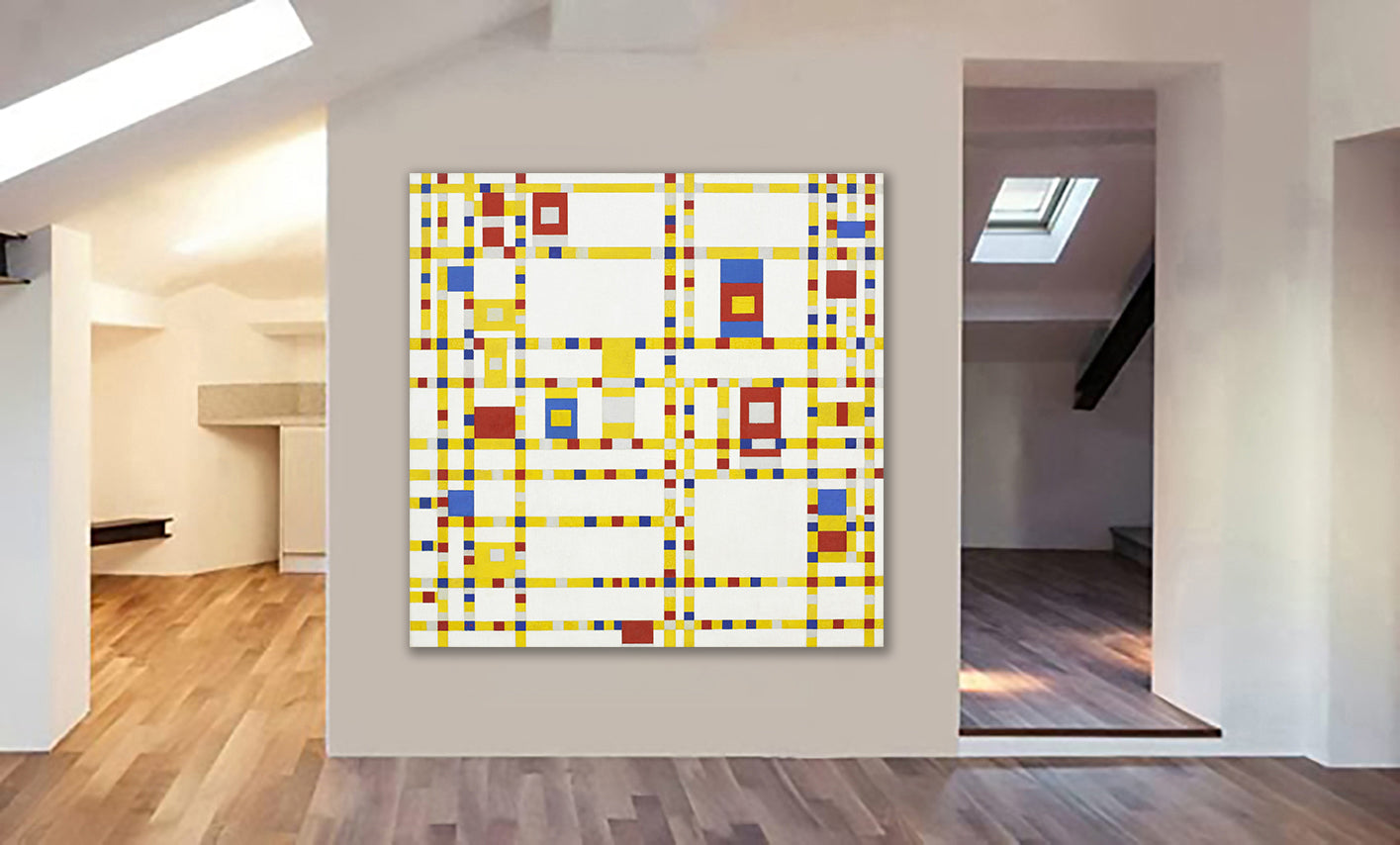 Broadway Boogie Woogie by Piet Mondrian 1942 - Framed Canvas Wall Art Print - Various Sizes