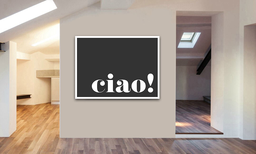 Ciao! dark - Typographic Art - Canvas Wall Art Framed Print - Various Sizes