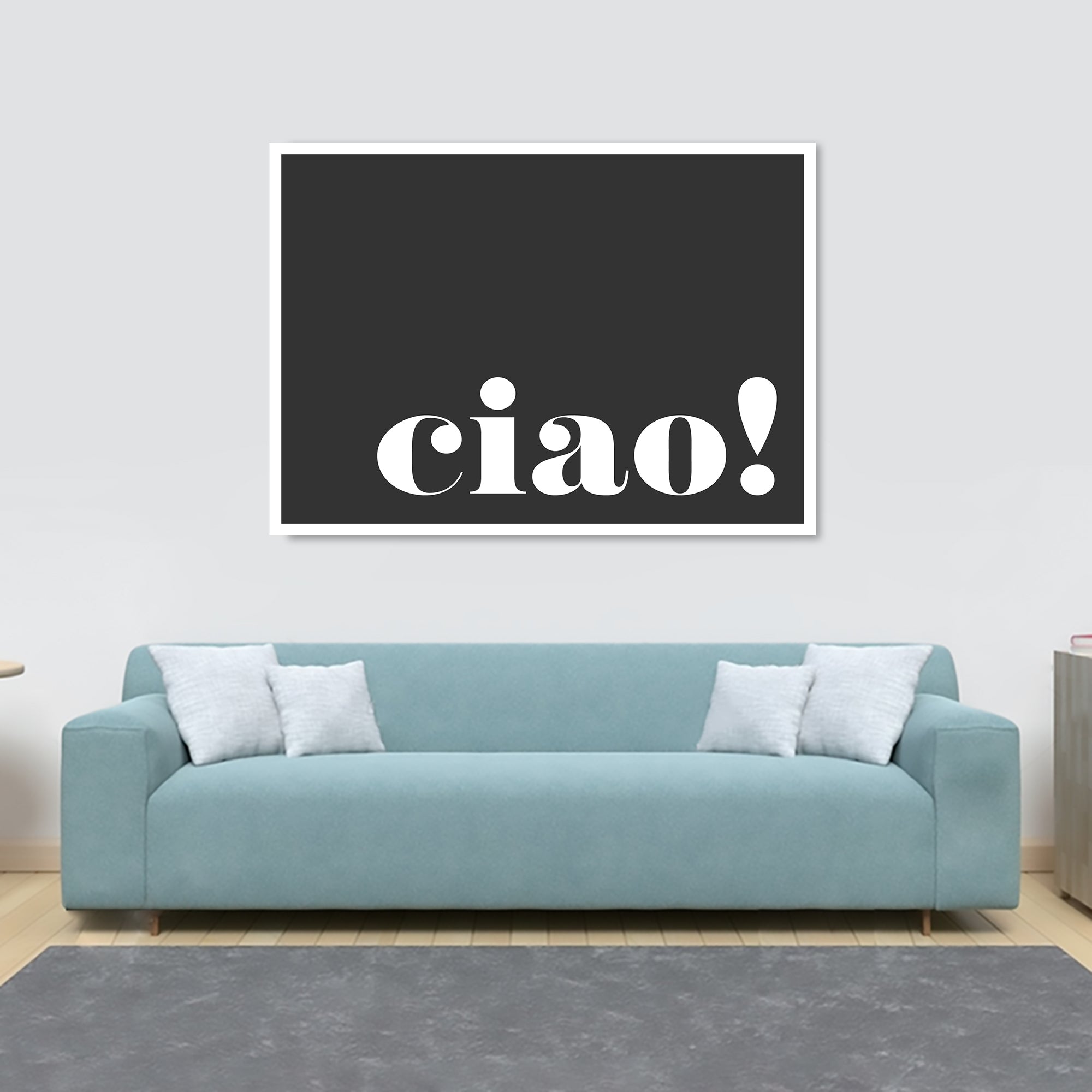 Ciao! dark - Typographic Art - Canvas Wall Art Framed Print - Various Sizes