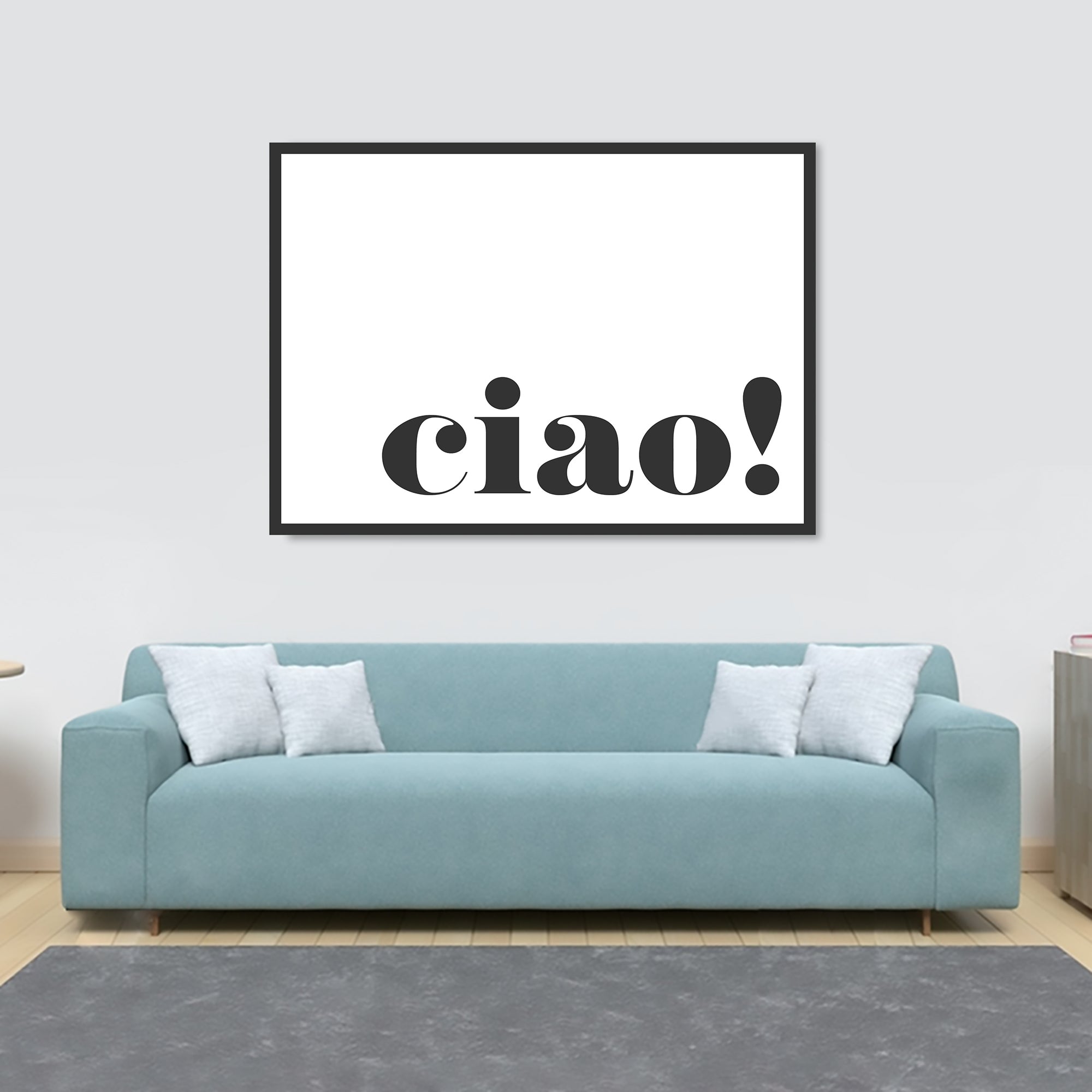 Ciao! light - Typographic Art - Canvas Wall Art Framed Print - Various Sizes