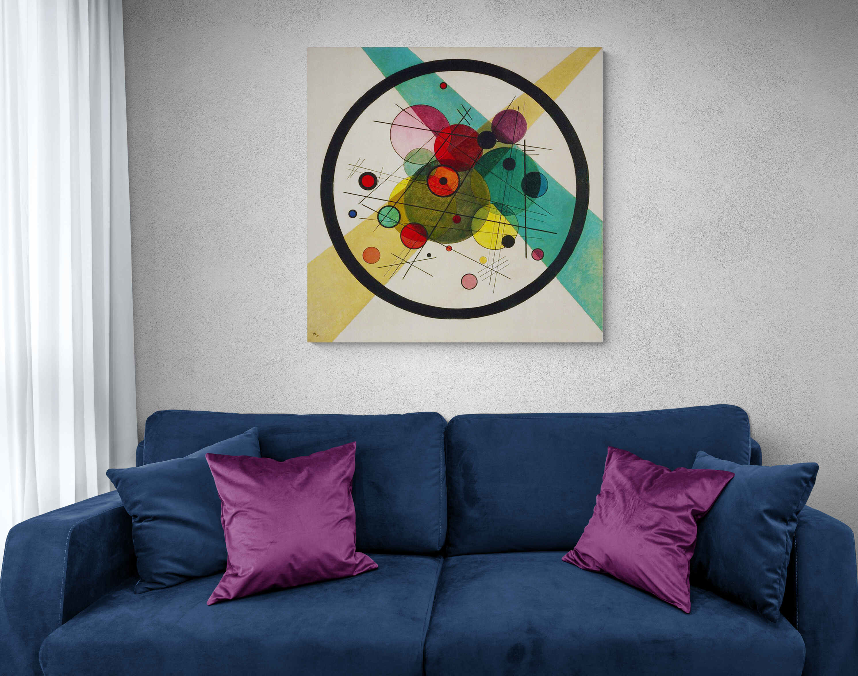 Circles in a Circle - Abstract by Wassily Kandinsky - Framed Canvas Wall Art Print - Various Sizes