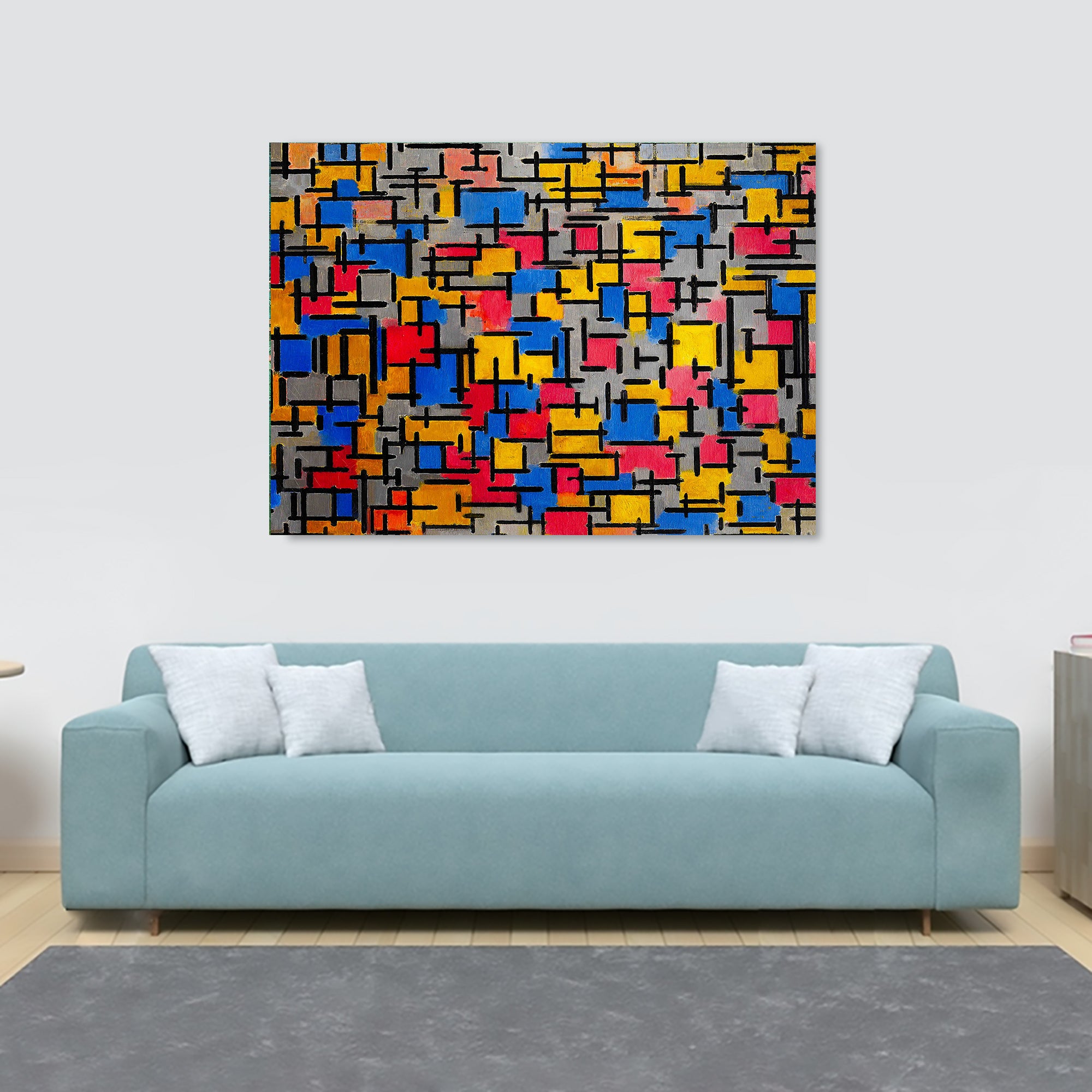 Composition - 1916 - Abstract by Piet Mondrian - Canvas Wall Art Framed Print - Various Sizes