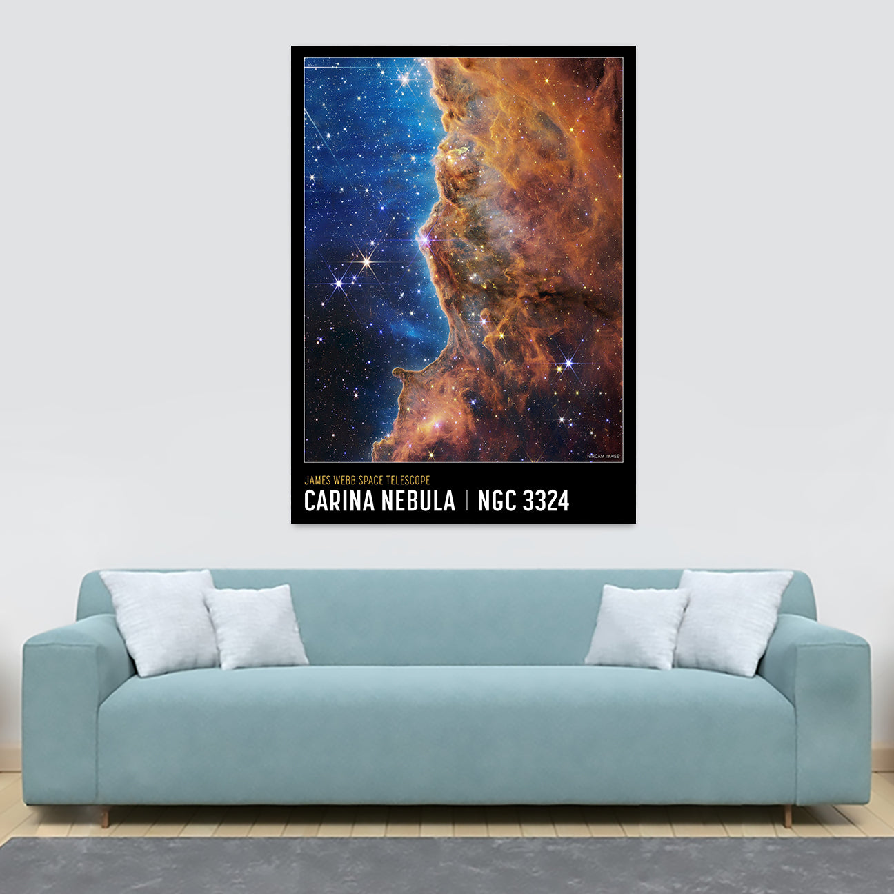 Cosmic Cliffs in the Carina Nebula - James Webb Space Telescope - NASA - Space Art - Modern Wall Art - Canvas Wall Art Framed Print - Various Sizes