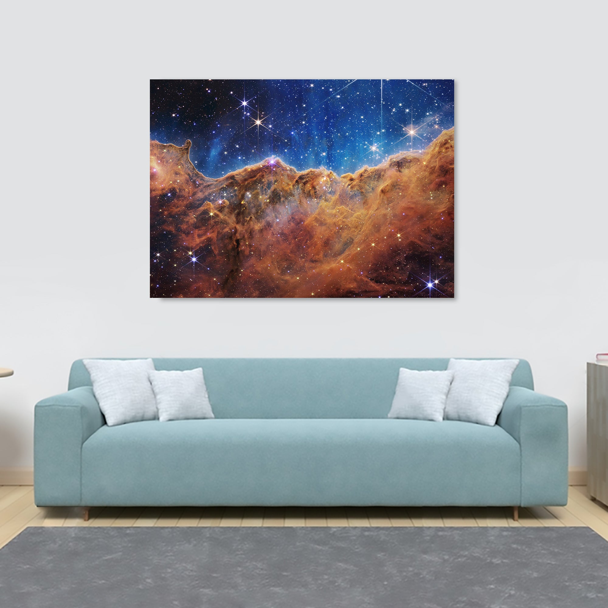 Cosmic Cliffs in the Carina Nebula from NASA’s James Webb Space Telescope - Canvas Wall Art Framed Print - Various Sizes