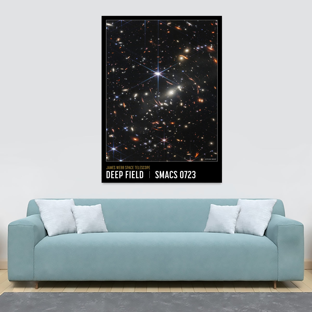 Deep Field - James Webb Space Telescope - NASA - Space Art - Modern Wall Art - Canvas Wall Art Framed Print - Various Sizes