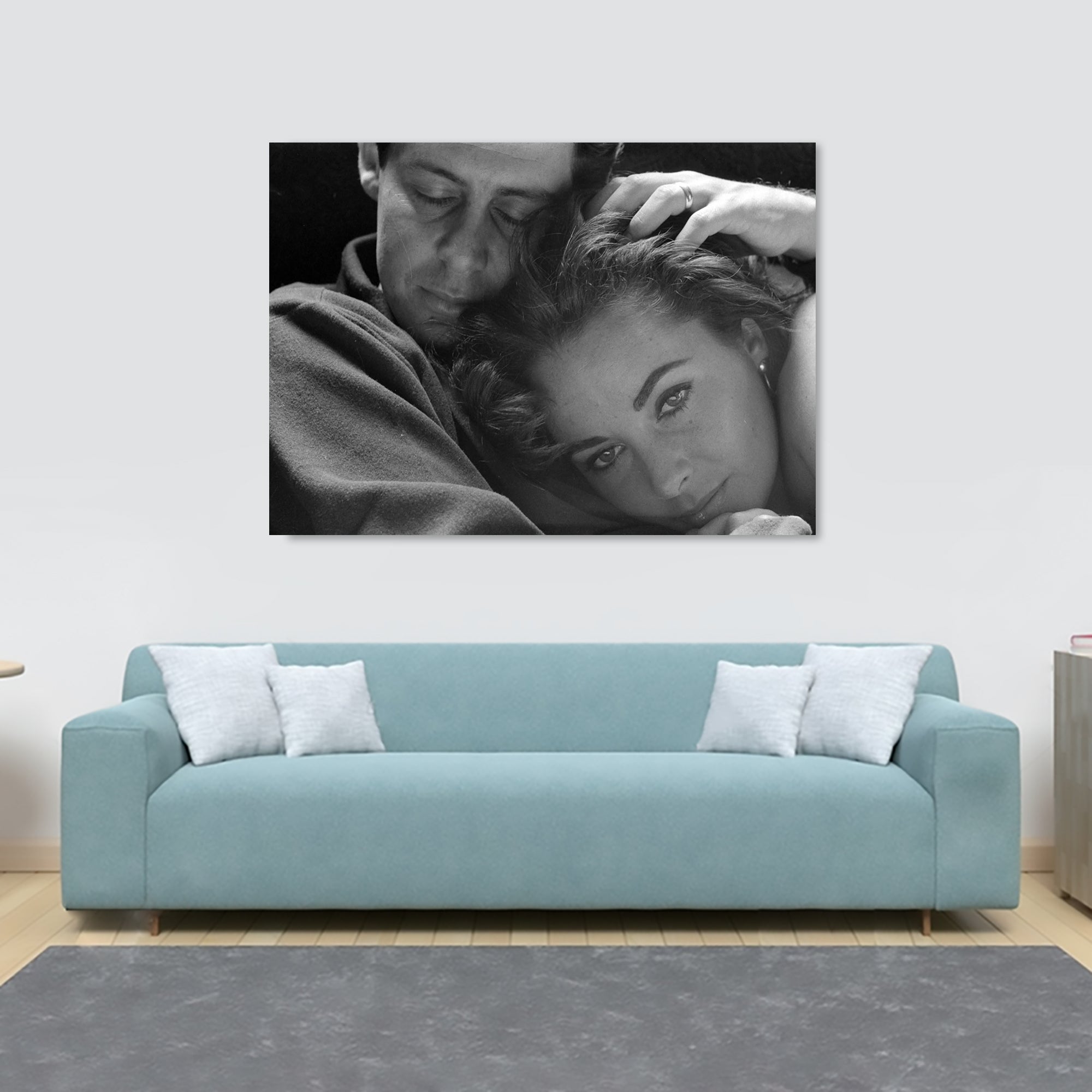 Elizabeth Taylor, Held By Her Husband - Fashion Photography By Toni Frissell - Canvas Wall Art Framed Print - Various Sizes