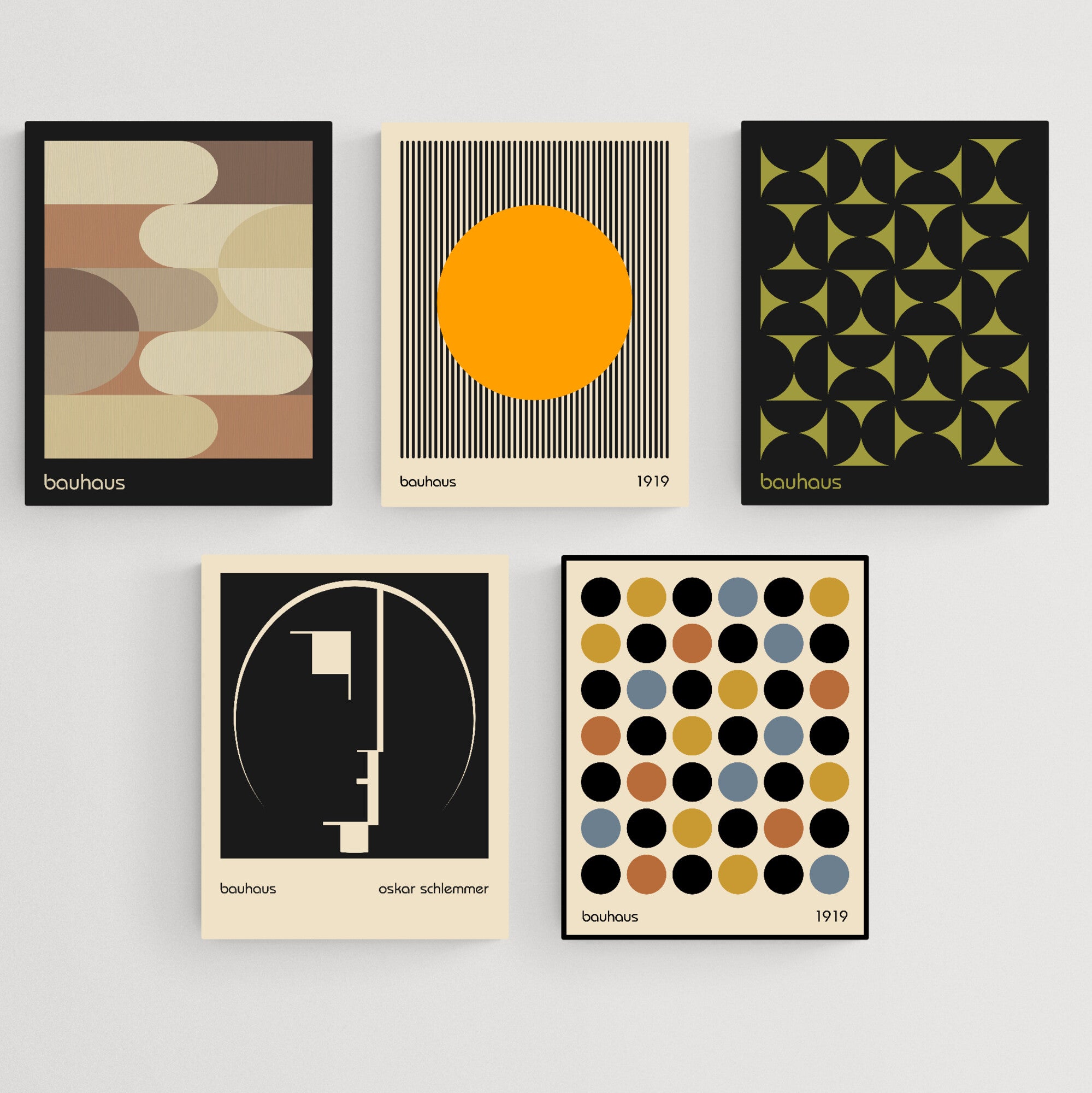 Bauhaus Wall Art - Set of 5 Images (10" x 8" | Unframed) Rolled Prints|Canvas - Bauhaus Poster - Minimalist Wall Art - Abstract Wall Art