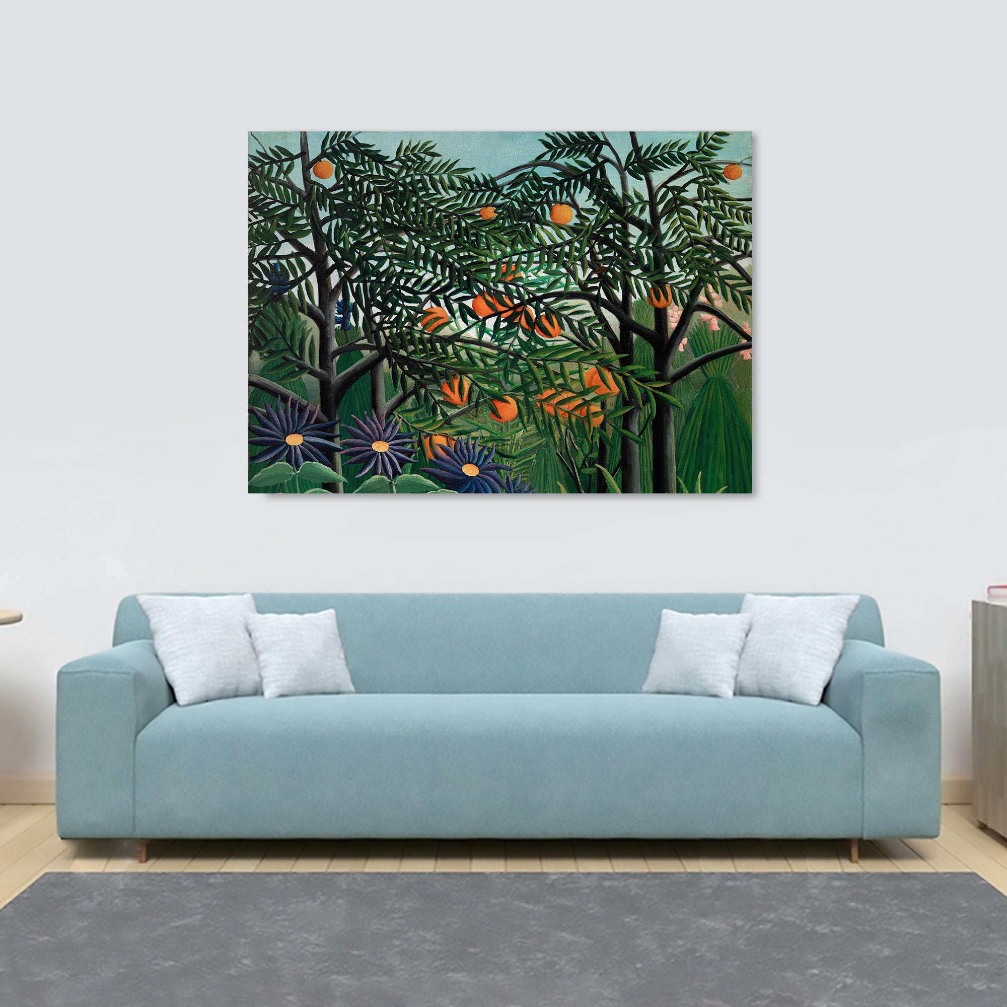 Exotic Forest by Henri Rousseau  - Canvas Wall Art Framed Print - Various Sizes