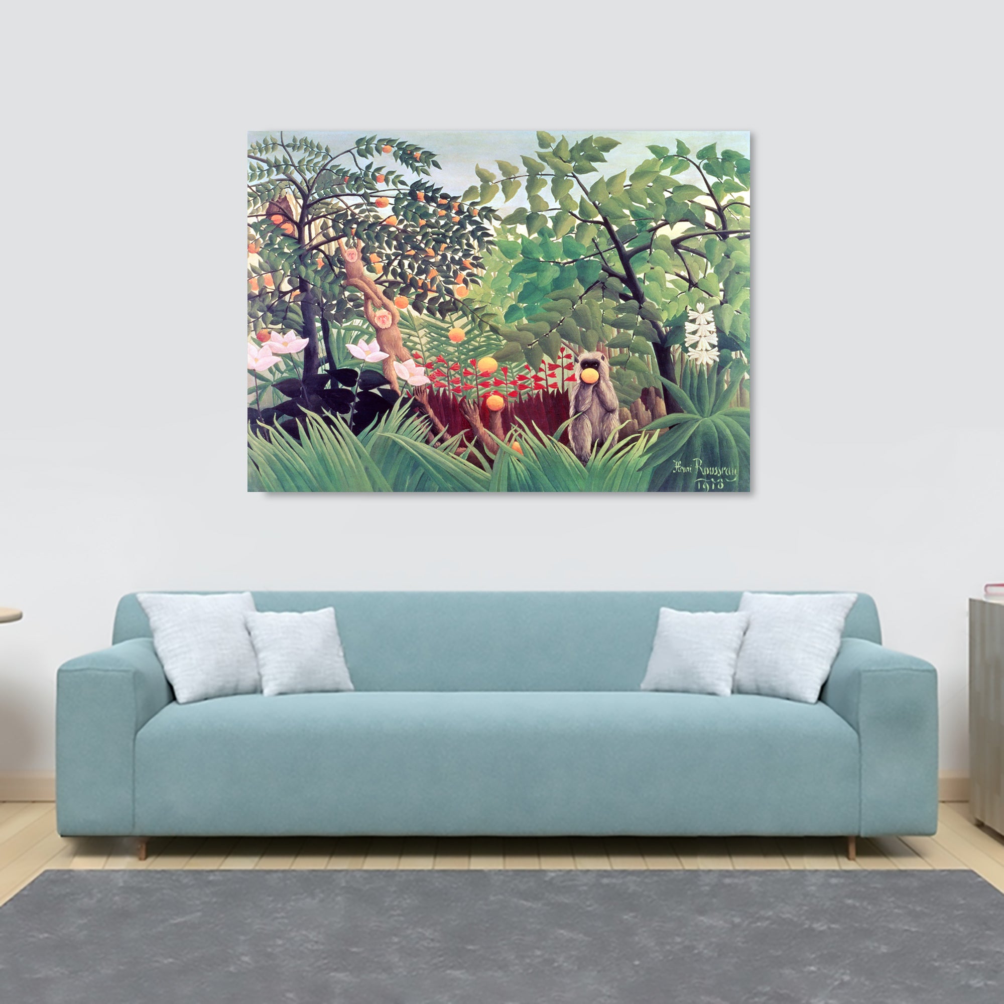 Exotic Landscape by Henri Rousseau - Canvas Wall Art Framed Print - Various Sizes