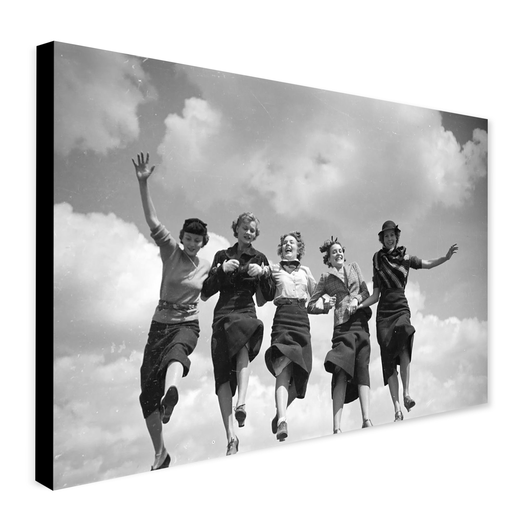 Five Women Hold Hands - Vintage Photgraphy By Toni Frissell 1935 - Canvas Wall Art Framed Print - Various Sizes