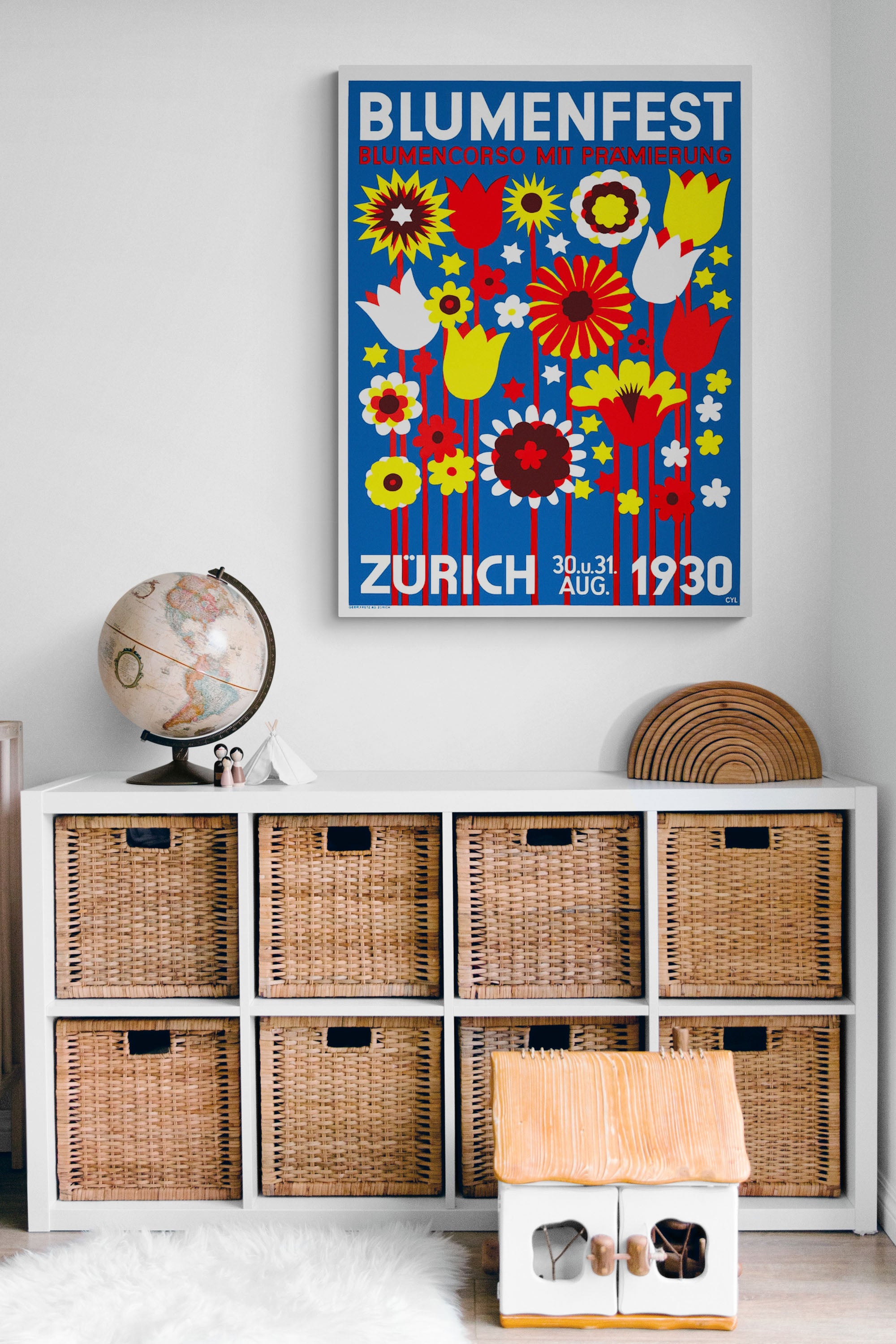 Flower Show - Zurich - Art Deco Vintage 1930 by Walter Cyliax - Canvas Wall Art Framed Print - Various Sizes