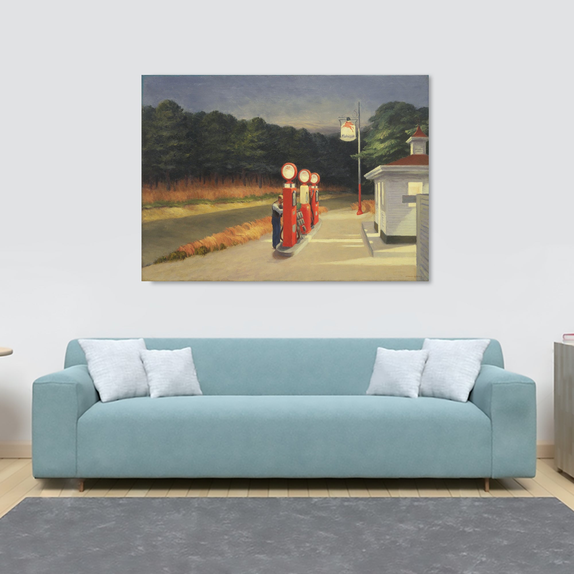 Gas Pumps by Edward Hopper 1940 - Canvas Wall Art Framed Print - Various Sizes