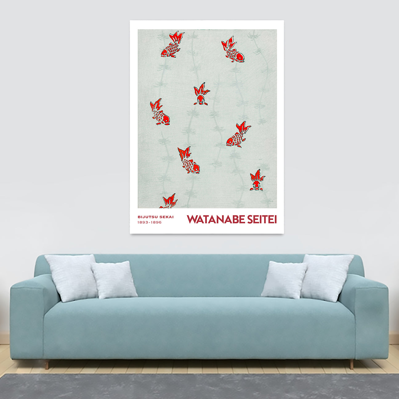 Goldfish Pattern Japanese Art by Watanabe Seitei - Canvas Wall Art Framed Print - Various Sizes