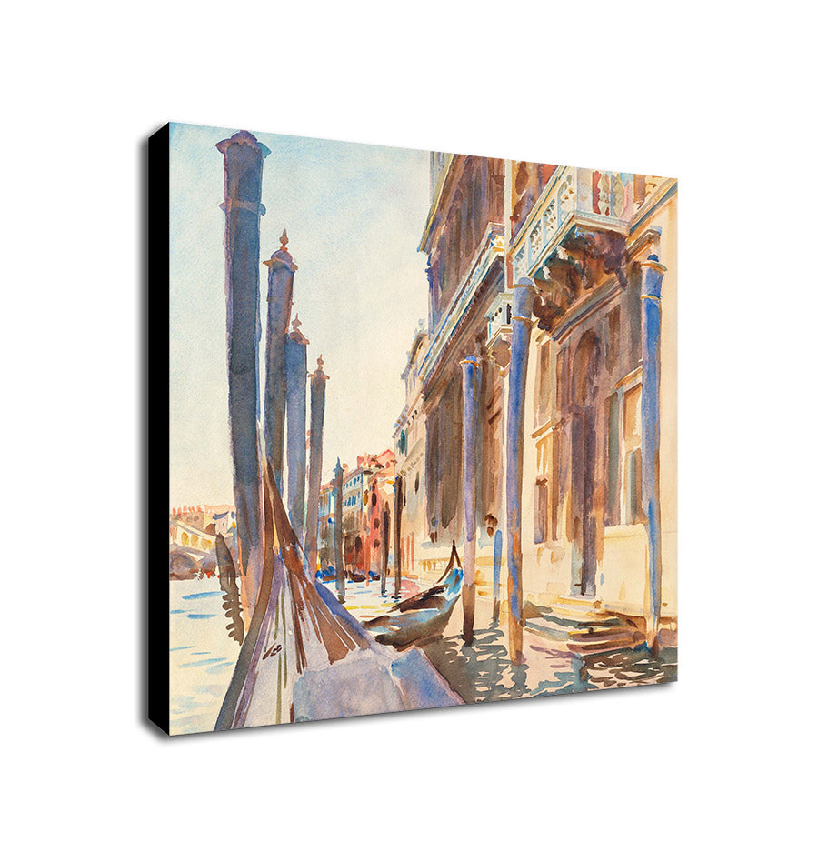 Gondola Moorings on the Grand Canal by John Singer Sargent - Framed Canvas Wall Art Print - Various Sizes