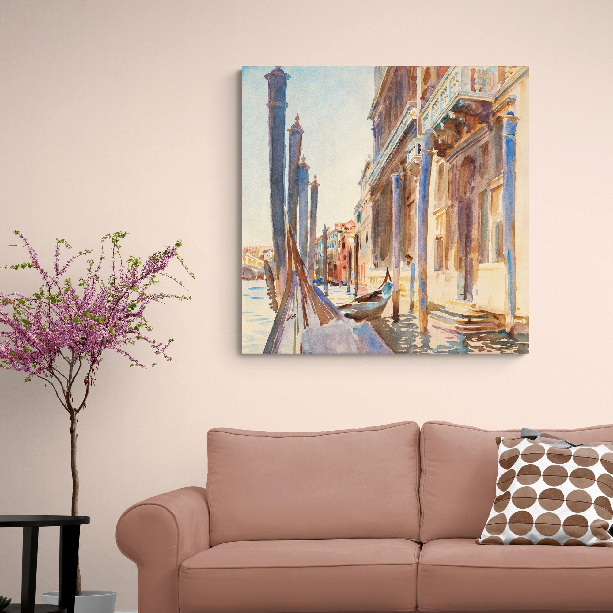 Gondola Moorings on the Grand Canal by John Singer Sargent - Framed Canvas Wall Art Print - Various Sizes