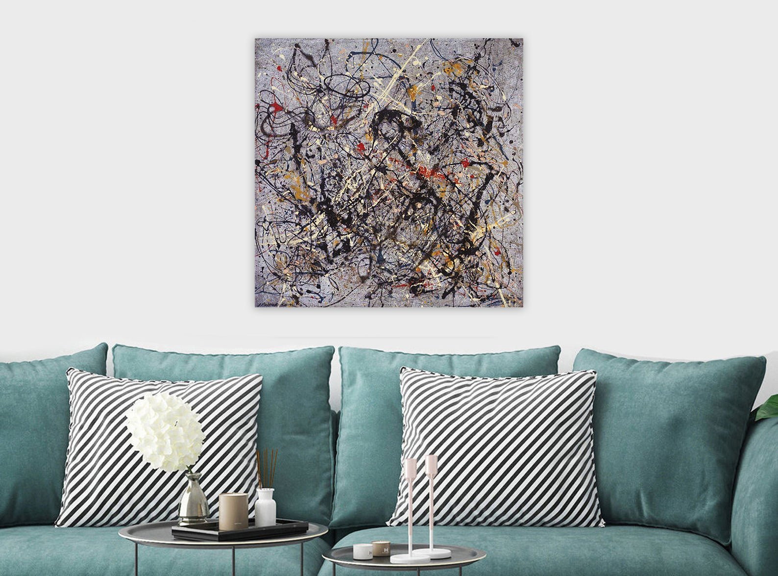 Jackson Pollock Number 18 Abstract - Framed Canvas Wall Art Print - Various Sizes