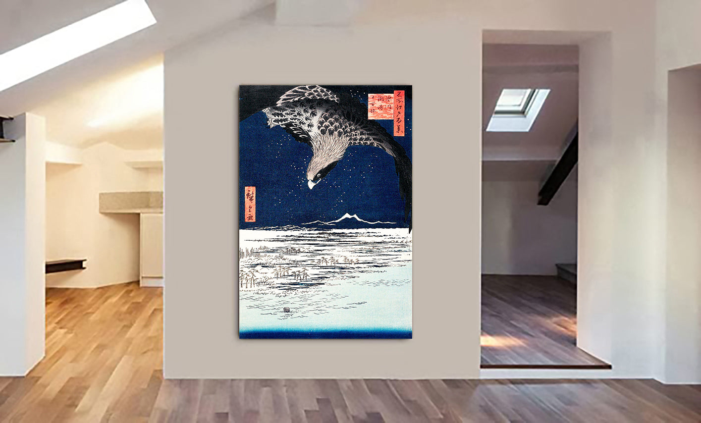 Japanese Hawk -  Vintage Art by Utagawa Hiroshige (1857) - Canvas Wall Art Print - Various Sizes