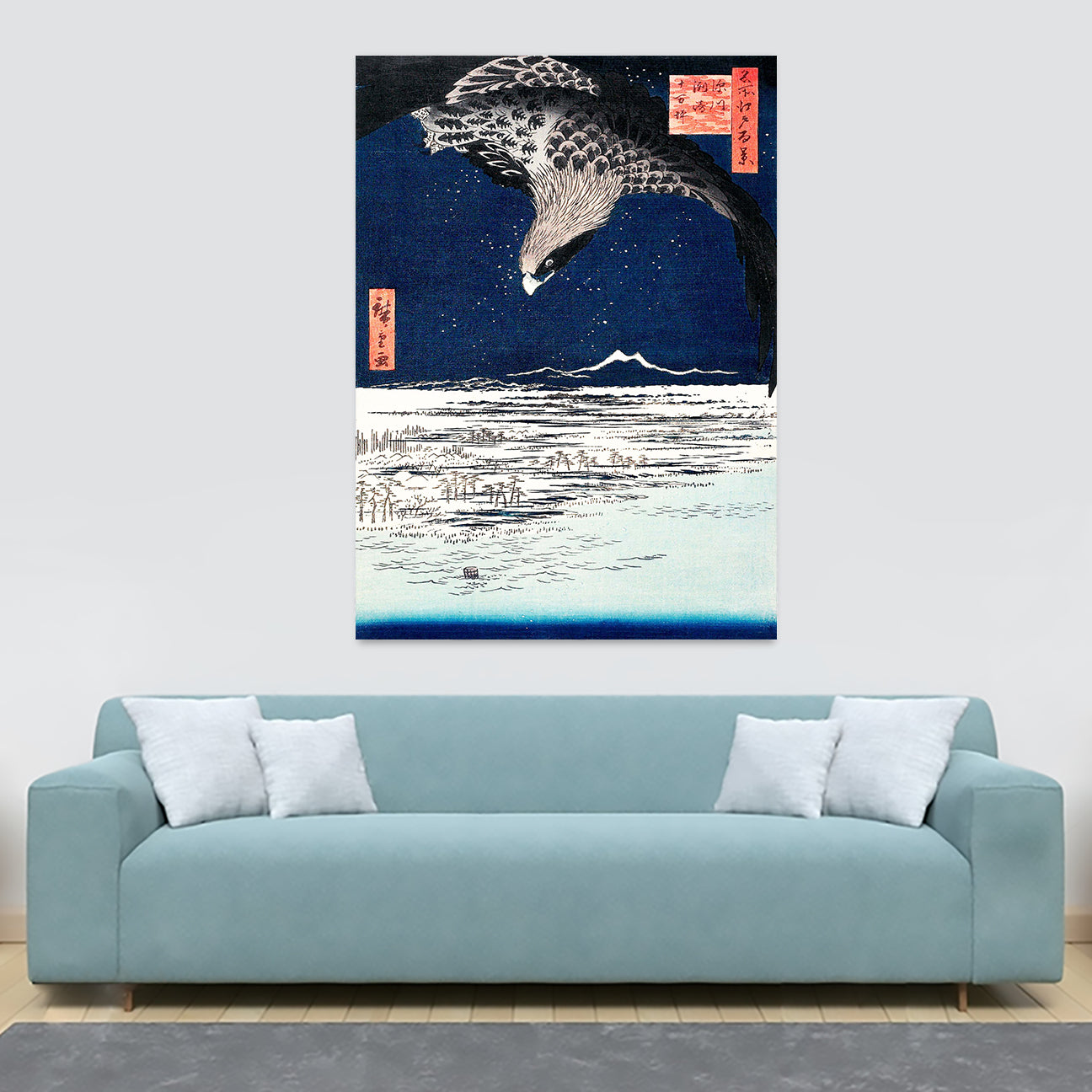 Japanese Hawk -  Vintage Art by Utagawa Hiroshige (1857) - Canvas Wall Art Print - Various Sizes