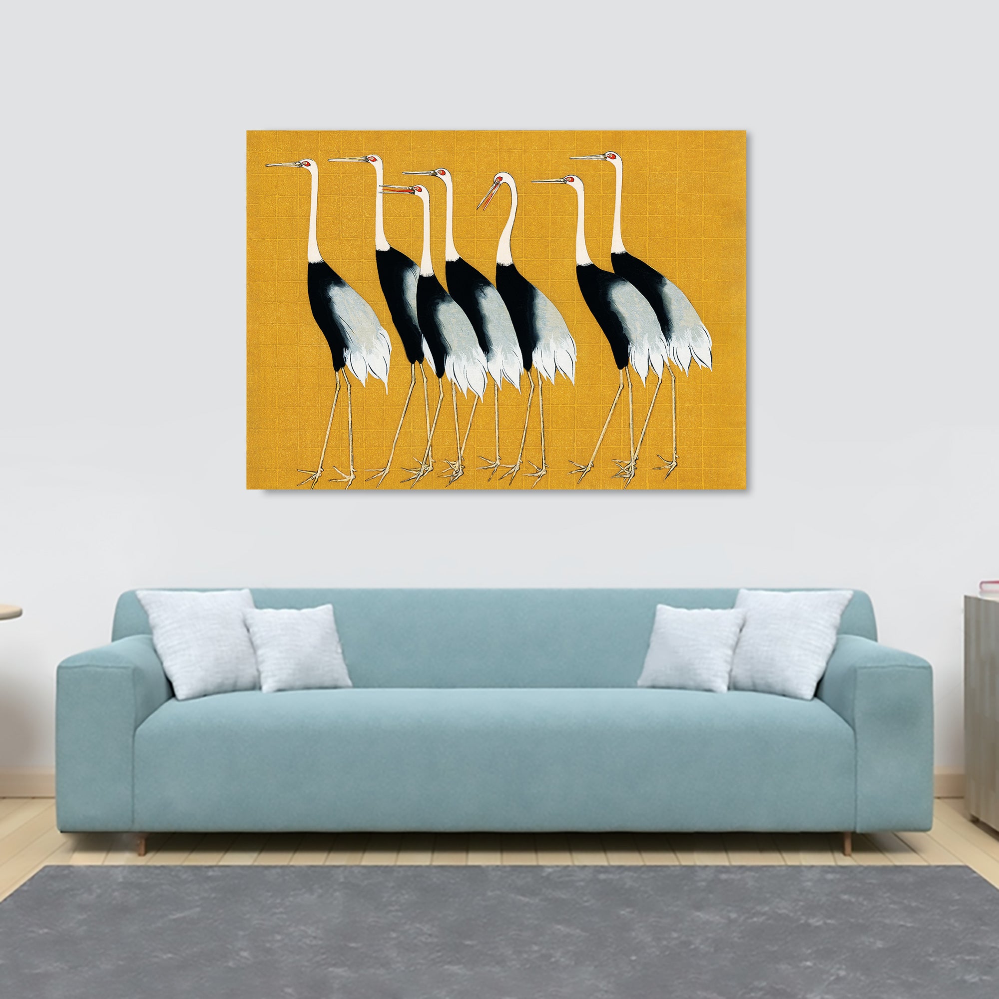 Japanese Red Crown Cranes by Ogata Korin - Canvas Wall Art Framed Print - Various Sizes