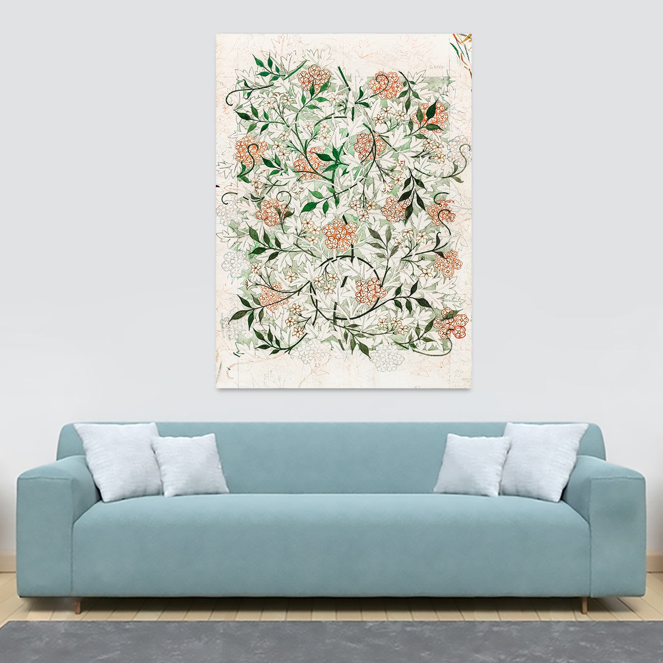 Jasmine Pattern by William Morris - Canvas Wall Art Framed Print - Various Sizes