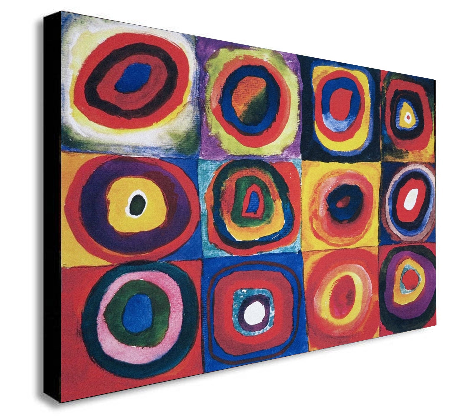 Squares with Concentric Circles By Kandinsky - Canvas Wall Art Framed Print - Various Sizes