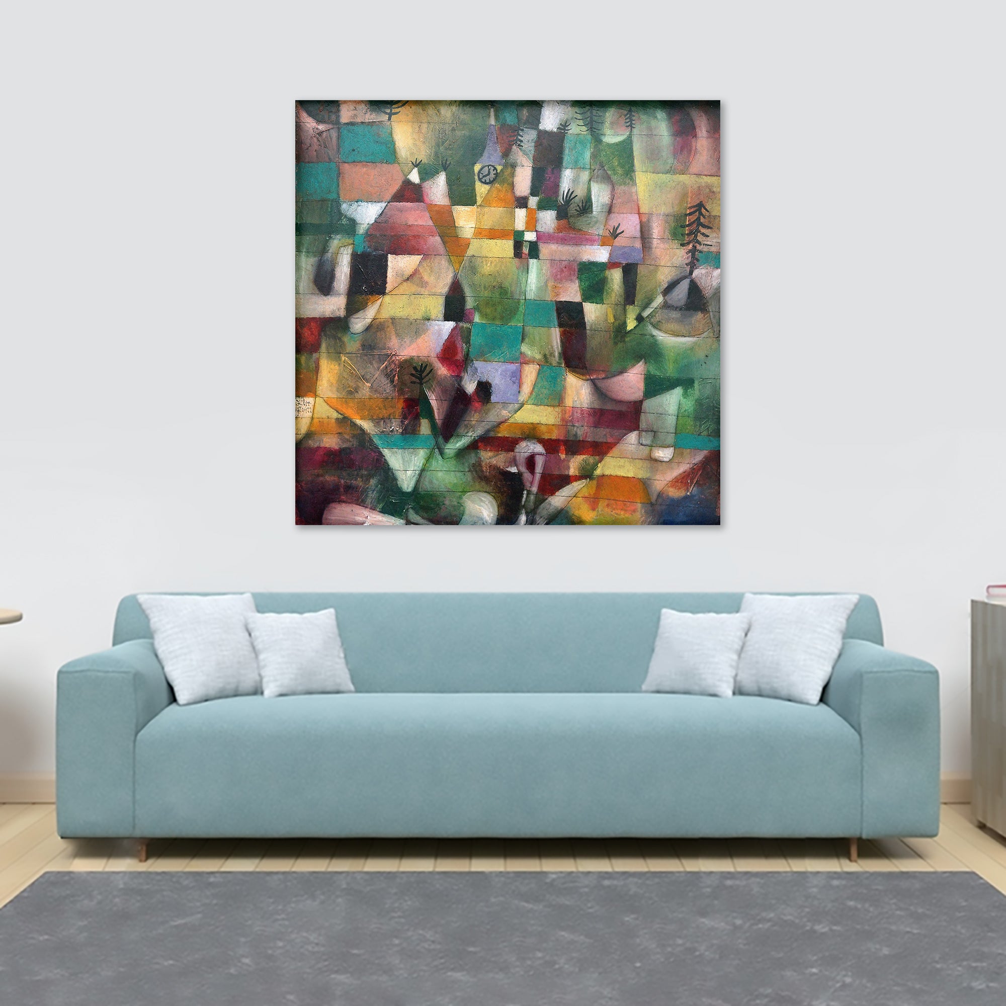 Landscape With The Yellow Church Tower, by Paul Klee - Canvas Framed Wall Art Print - Various Sizes