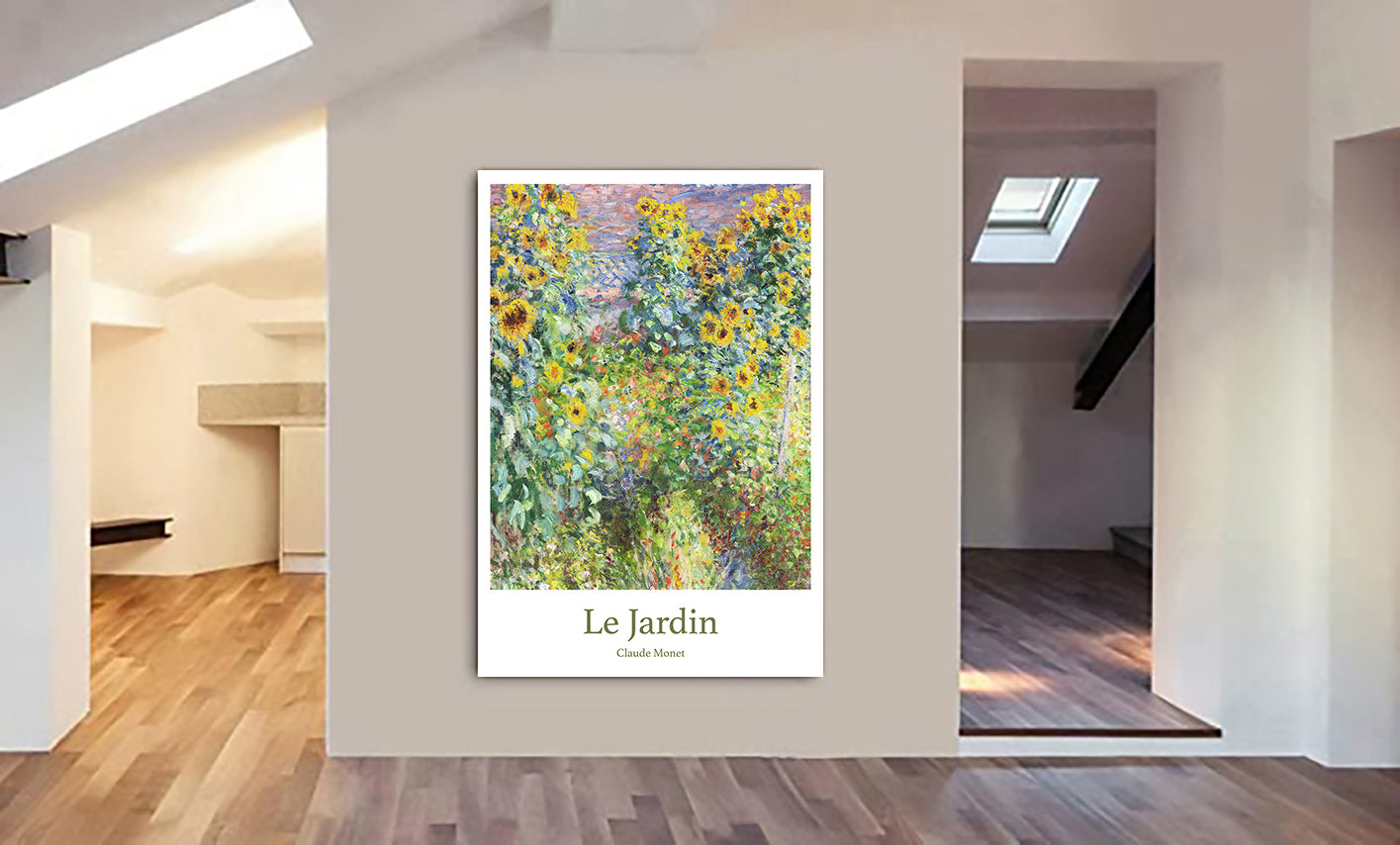 Le Jardin by Claude Monet - Canvas Wall Art Framed Print - Various Sizes