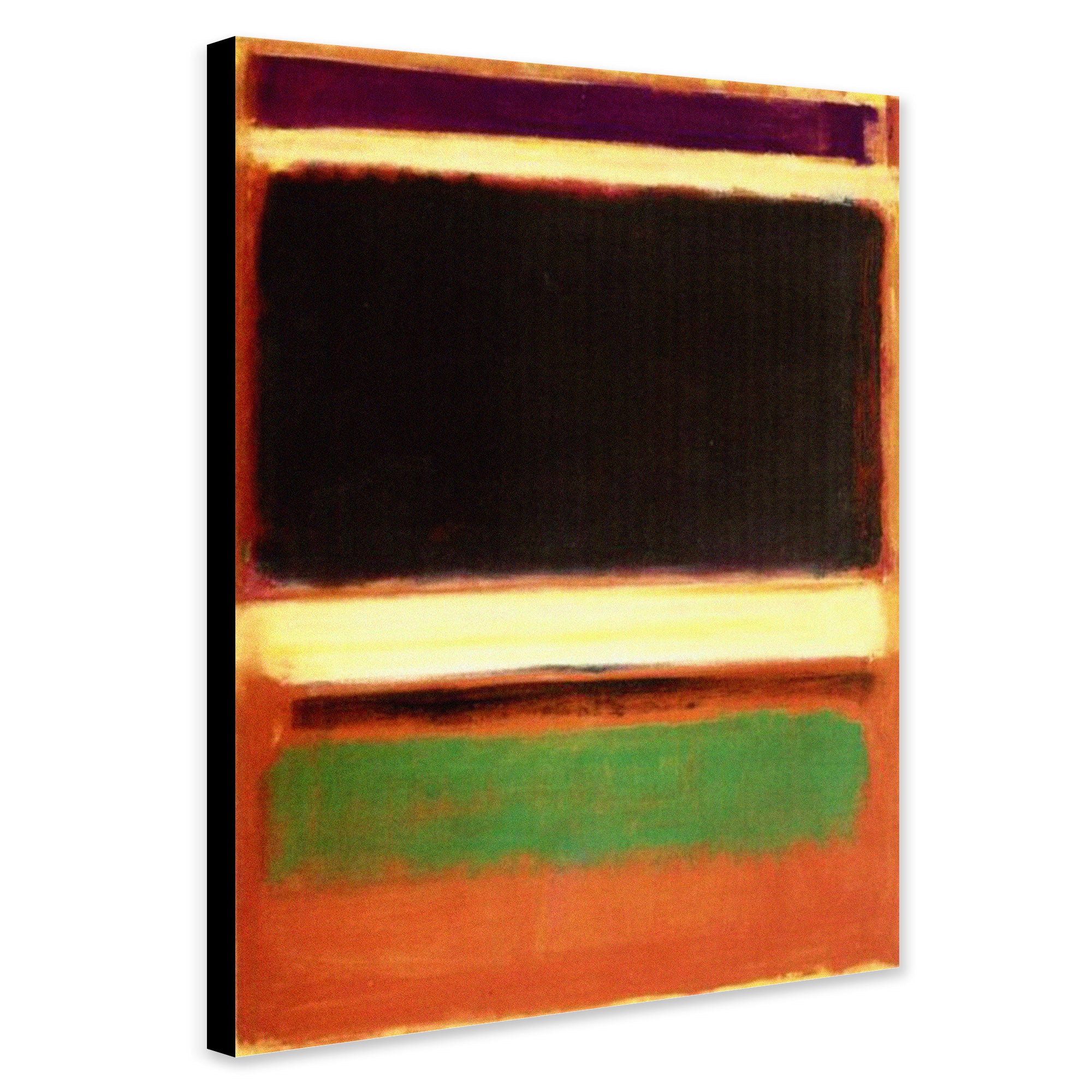 Magenta, Black, Green on Orange Abstract Art by Mark Rothko - Canvas Wall Art Framed Print - Various Sizes