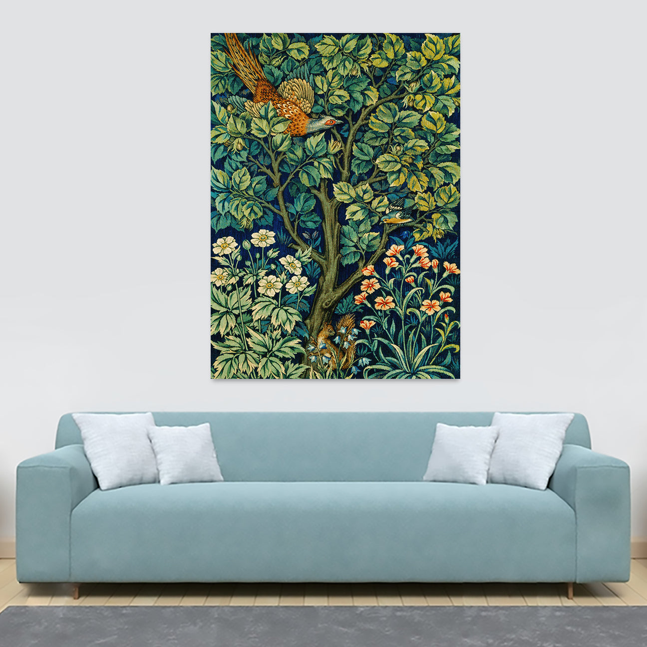 Male Peacock Vintage Art by Sir William Jardine (1836) - Canvas Wall Art Framed Print - Various Sizes