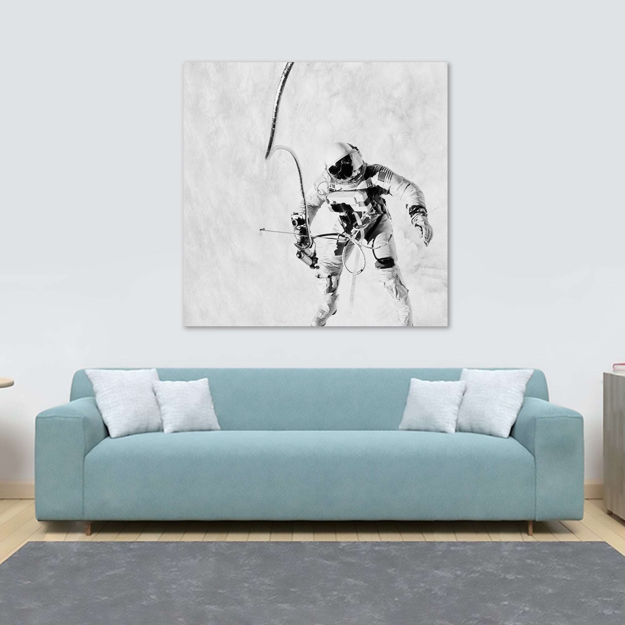 NASA Astronaut - Spaceflight Wall Art Black And White - Framed Canvas Wall Art Print - Various Sizes