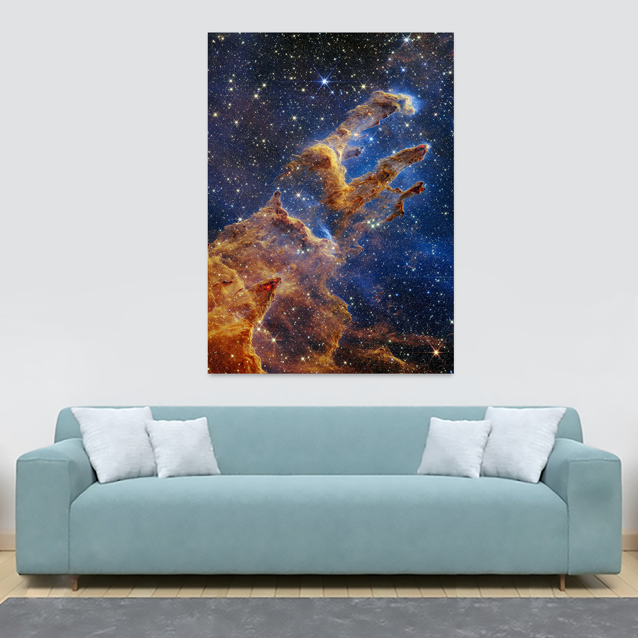 Pillars Of Creation -  NASA’s James Webb Space Telescope - Canvas Wall Art Framed Print - Various Sizes
