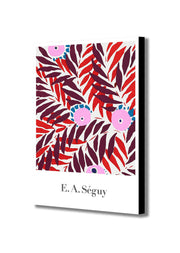 Pink Red Flower Pattern - Vintage - by E. A. Seguy - Canvas Wall Art Framed Print - Various Sizes