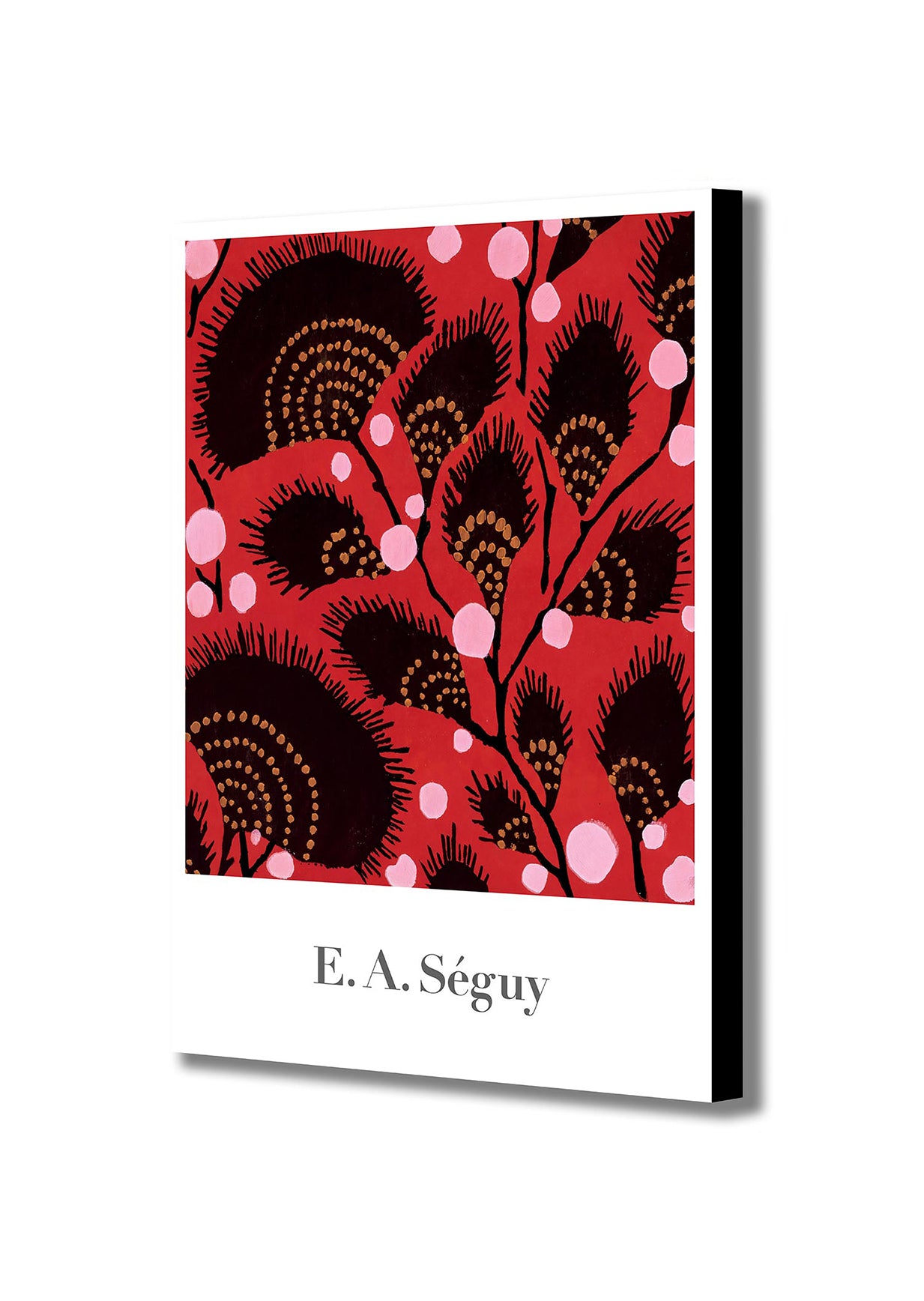 Red Floral Pattern - Vintage - by E. A. Seguy - Canvas Wall Art Framed Print - Various Sizes