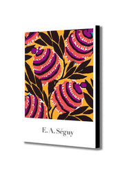 Red Yellow Flower Pattern - Vintage - by E. A. Seguy - Canvas Wall Art Framed Print - Various Sizes