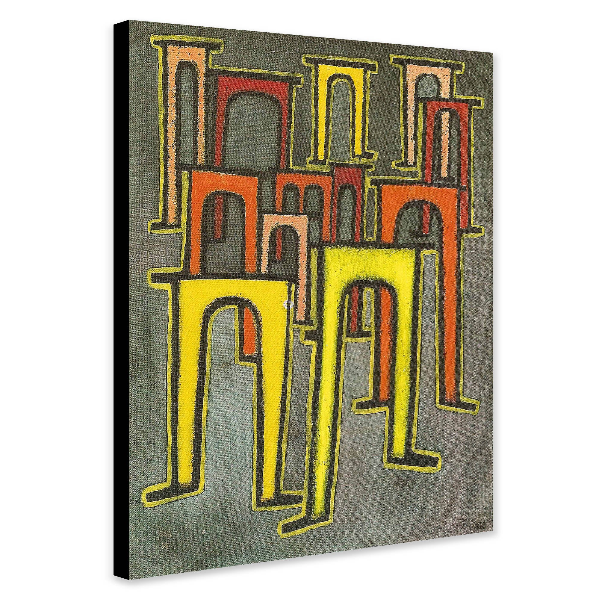Revolution Of The Viaduct by Paul Klee 1937 - Canvas Wall Art Framed Print - Various Sizes