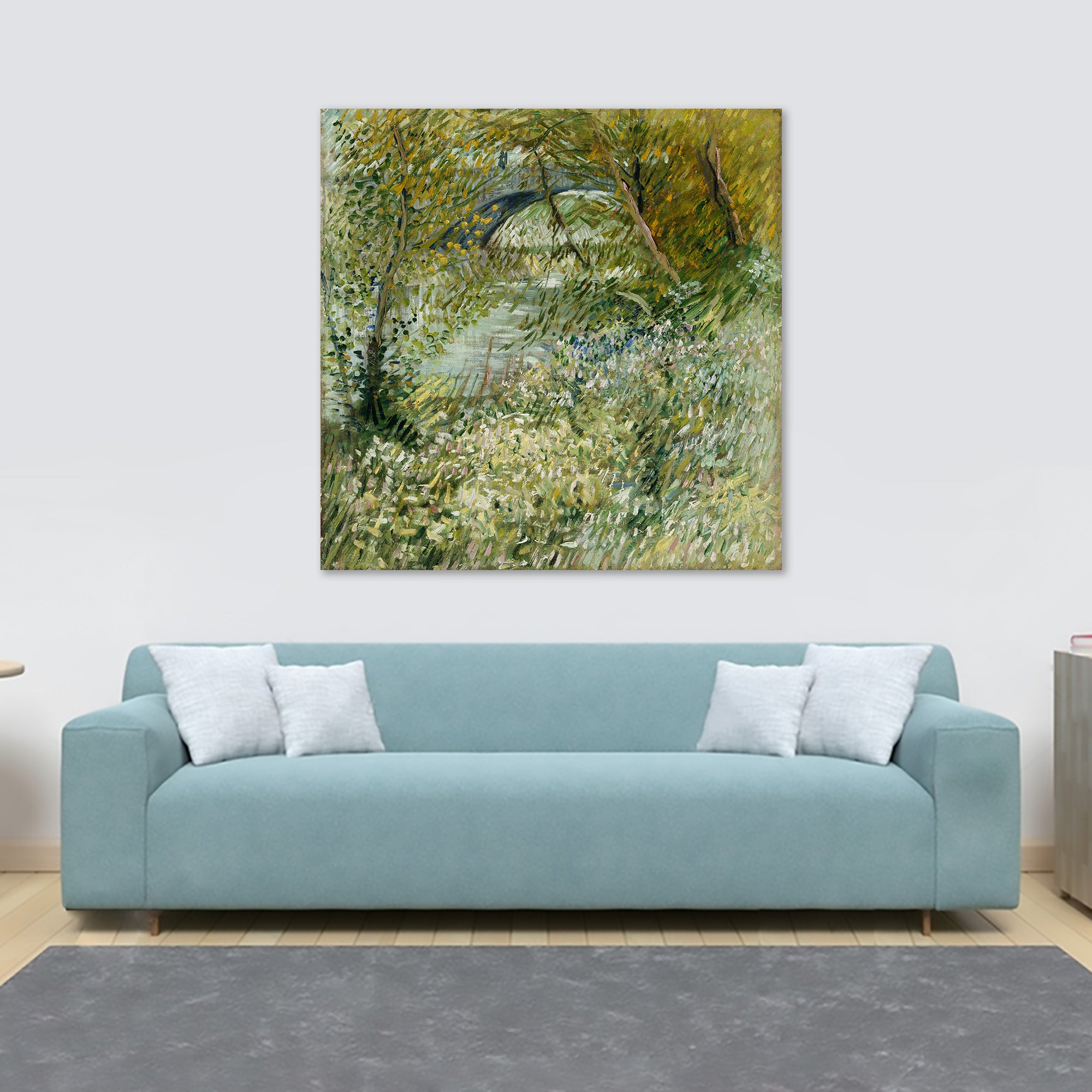 River Bank in Springtime by Vincent Van Gogh - Framed Canvas Wall Art Print - Various Sizes